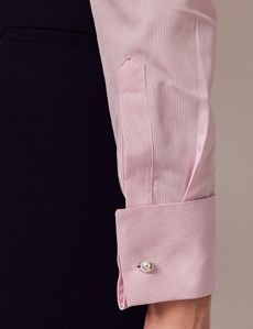 Executive Pink & White Fine Stripe Fitted Shirt - Double Cuff-preview3