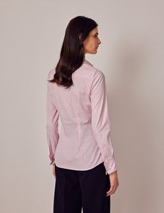 Executive Pink & White Fine Stripe Fitted Shirt - Double Cuff-preview2