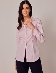 Executive Pink & White Fine Stripe Fitted Shirt - Double Cuff-preview5