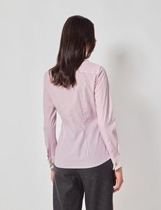 Executive White & Pink Fine Stripe Fitted Shirt - White Collar and Cuffs-preview3