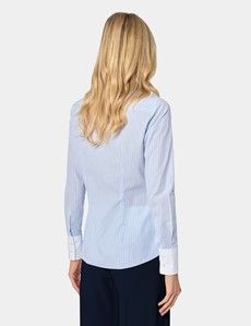 Fitted White & Blue Fine Stripe Shirt