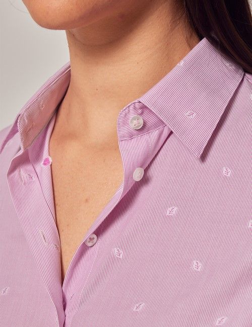 Pink Leaf Dobby Cotton Fitted Shirt-preview