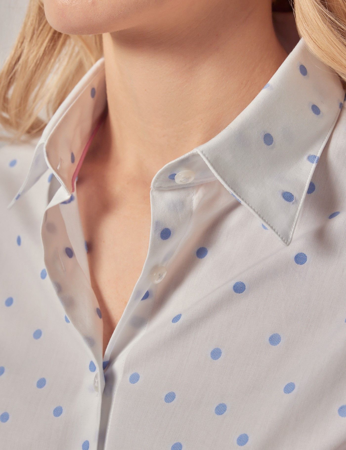 Fitted White & Blue Spot Shirt-preview