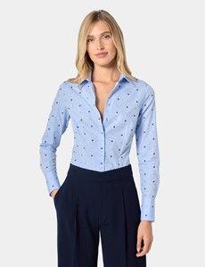 Fitted Blue & Navy Floral Dobby Shirt