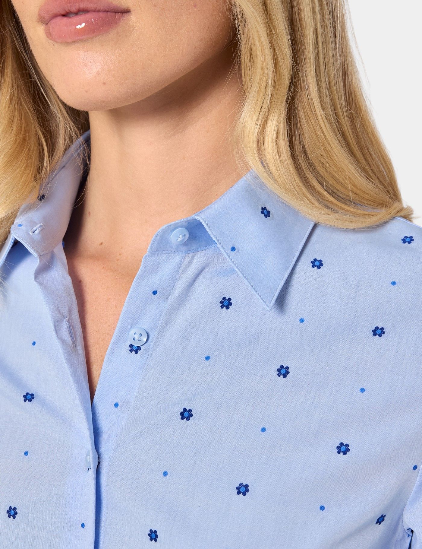 Fitted Blue & Navy Floral Dobby Shirt-preview
