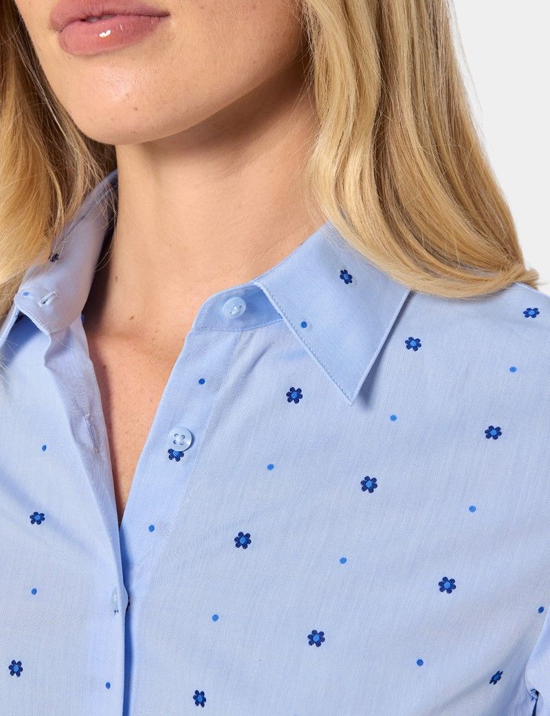 Fitted Blue & Navy Floral Dobby Shirt-preview