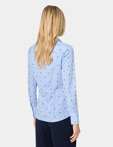 Fitted Blue & Navy Floral Dobby Shirt