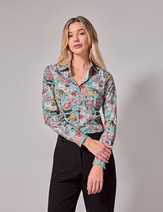 Green & Red Floral Fitted Shirt-preview5