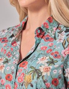 Green & Red Floral Fitted Shirt-preview1