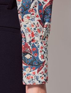 Cream & Red Floral Paisley Fitted Shirt-preview3