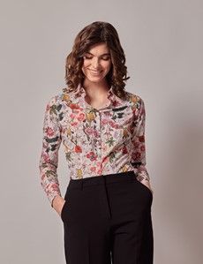 Pink & Green Floral Fitted Shirt