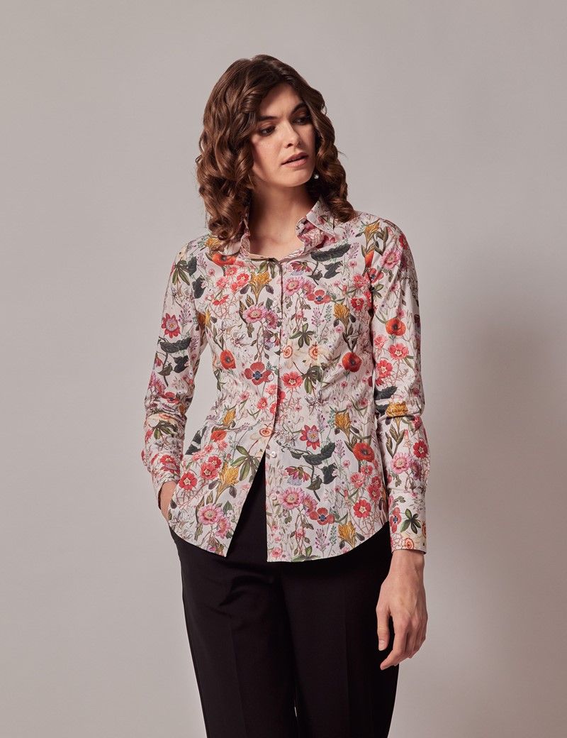 Women's Pink & Green Floral Fitted Shirt | Hawes & Curtis