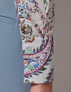 White & Red Paisley Fitted Shirt-preview3