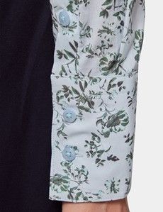 Fitted Light Blue & Green Floral Shirt
