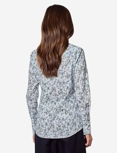 Fitted Light Blue & Green Floral Shirt