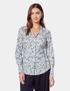 Fitted Light Blue & Green Floral Shirt