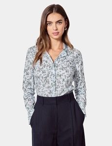 Fitted Light Blue & Green Floral Shirt