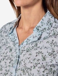 Fitted Light Blue & Green Floral Shirt