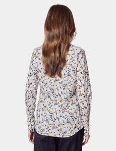 Fitted Navy & White Floral Shirt