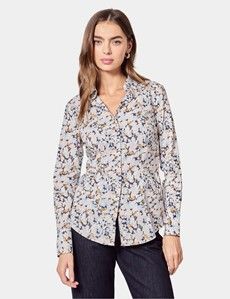 Fitted Navy & White Floral Shirt