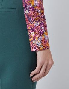 Women’s Mustard & Purple Floral Paisley Fitted Shirt