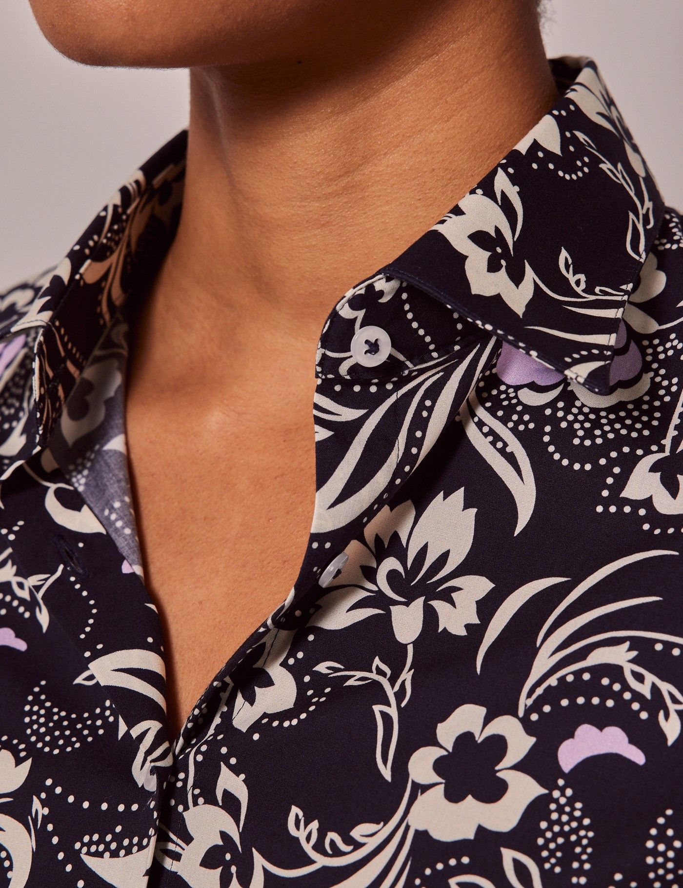 Fitted Navy & White Floral Shirt-preview