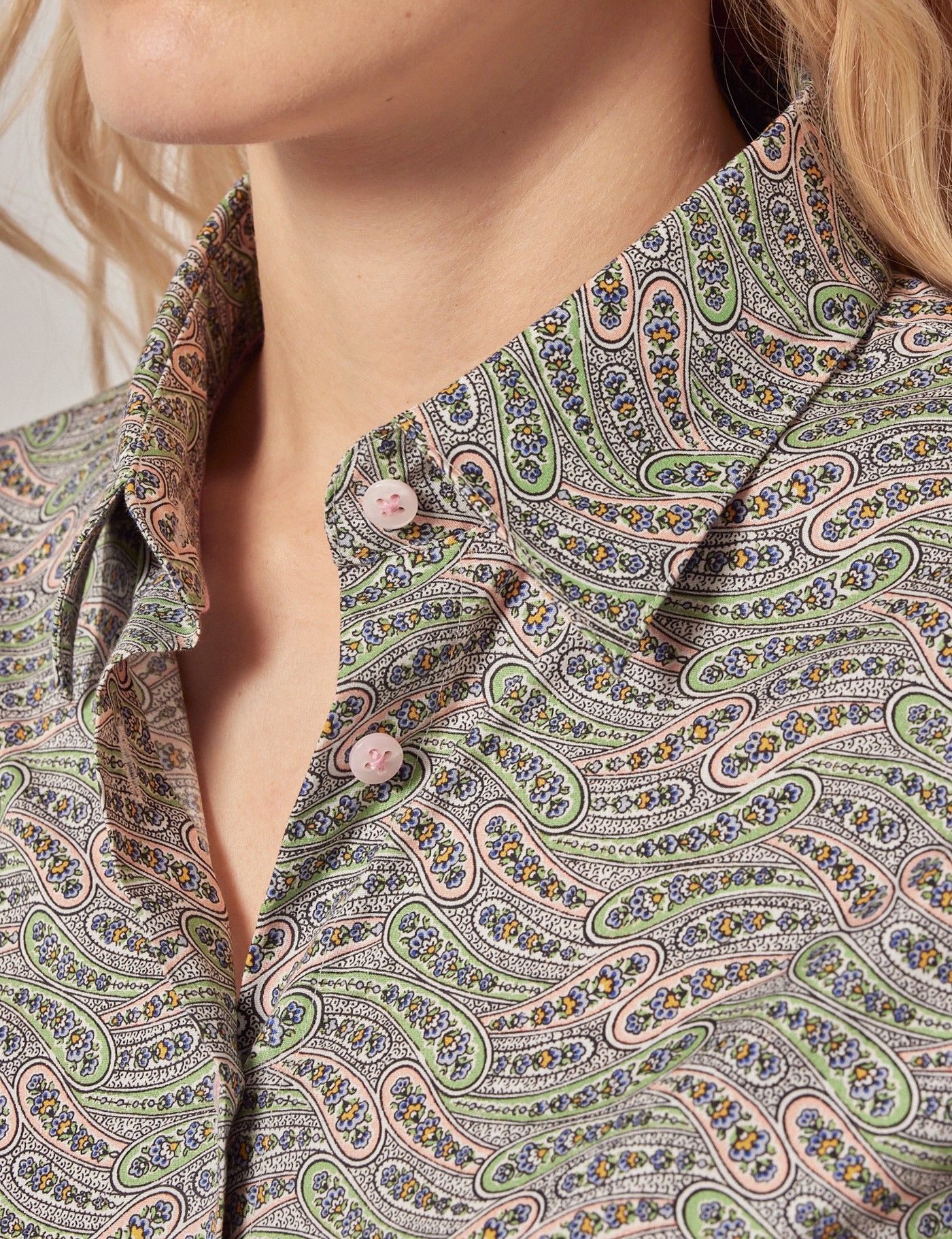 Fitted Green & Pink Paisley Shirt-preview