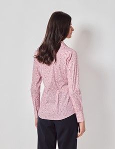 Pink & White Floral Cotton Stretch Fitted Shirt-preview3