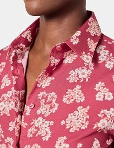 Fitted Berry & White Floral Shirt
