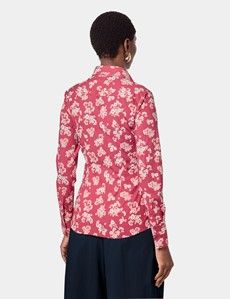 Fitted Berry & White Floral Shirt