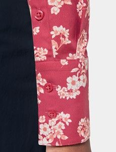Fitted Berry & White Floral Shirt