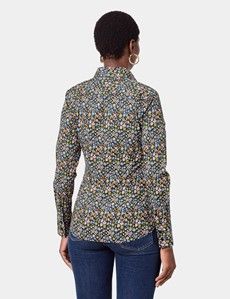 Fitted Black & Yellow Floral Shirt