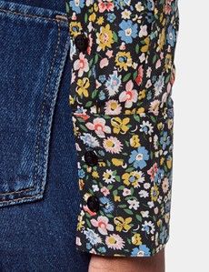 Fitted Black & Yellow Floral Shirt