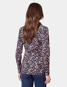 Fitted Navy & Orange Floral Shirt