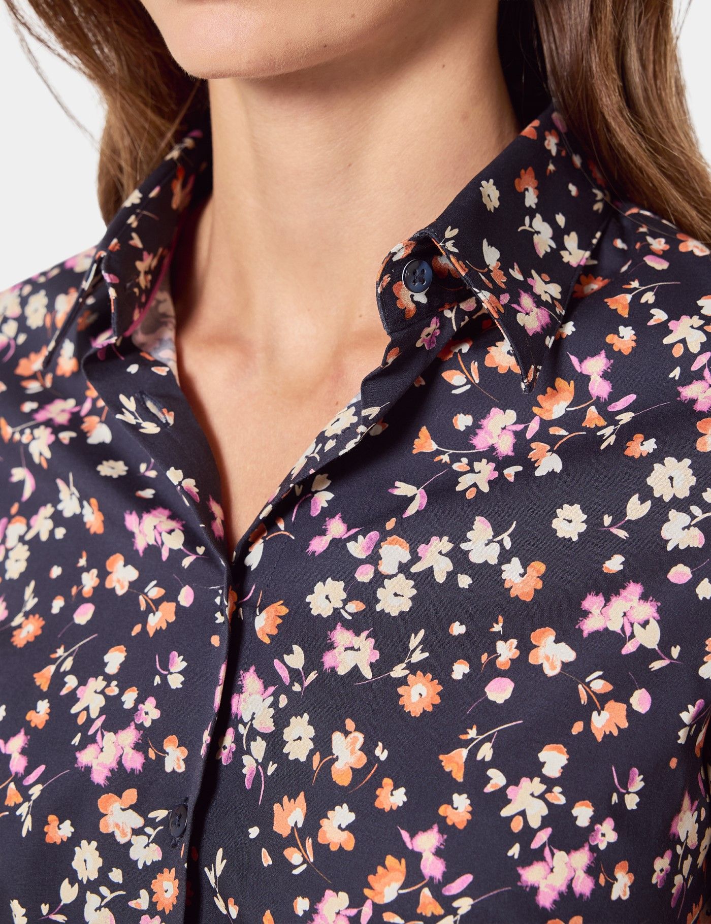 Fitted Navy & Orange Floral Shirt-preview