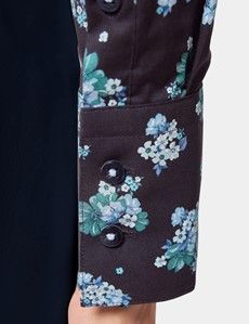 Fitted Navy & Blue Floral Shirt