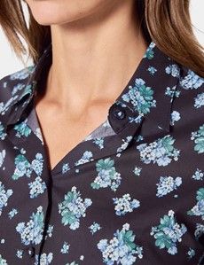 Fitted Navy & Blue Floral Shirt