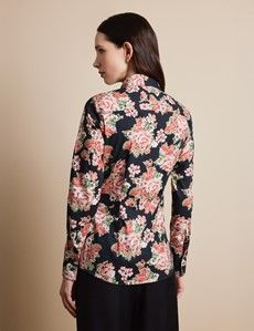 Fitted Black & Red Floral Shirt