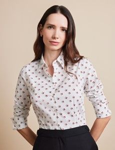 Fitted White & Red Cherry Shirt