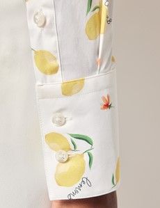 Fitted White & Yellow Sicily Lemons Shirt