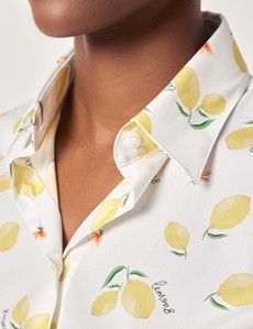 Fitted White & Yellow Sicily Lemons Shirt