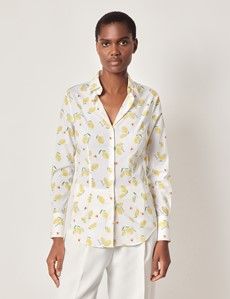Fitted White & Yellow Sicily Lemons Shirt