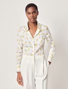 Fitted White & Yellow Sicily Lemons Shirt