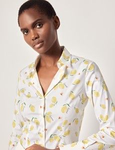 Fitted White & Yellow Sicily Lemons Shirt