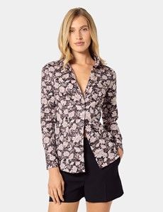 Fitted Black & Pink Floral Shirt