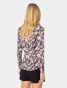 Fitted Black & Pink Floral Shirt