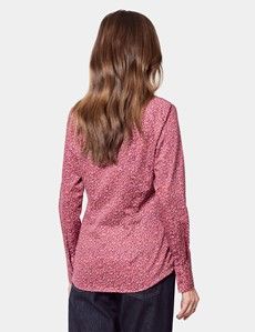 Fitted Burgundy & White Floral Shirt