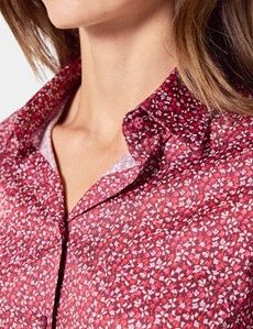 Fitted Burgundy & White Floral Shirt