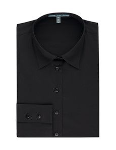 Black Cotton Stretch Fitted Shirt-preview2