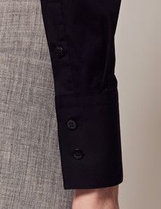 Black Cotton Stretch Fitted Shirt-preview3
